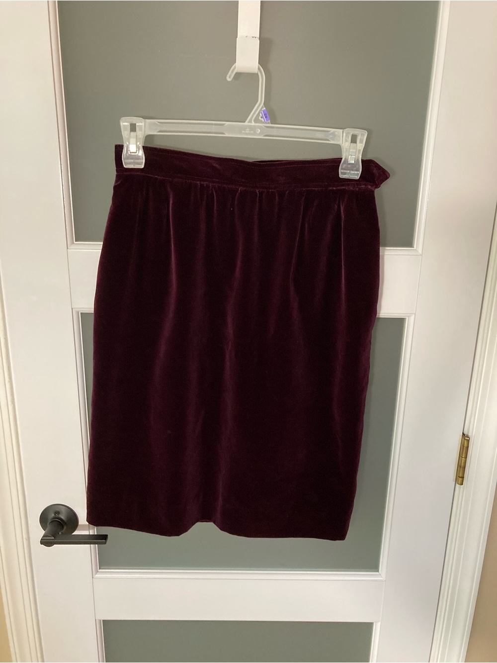 Saint Laurent Velvet Pencil Skirt - Burgundy - size 10? French size 44 Vintage